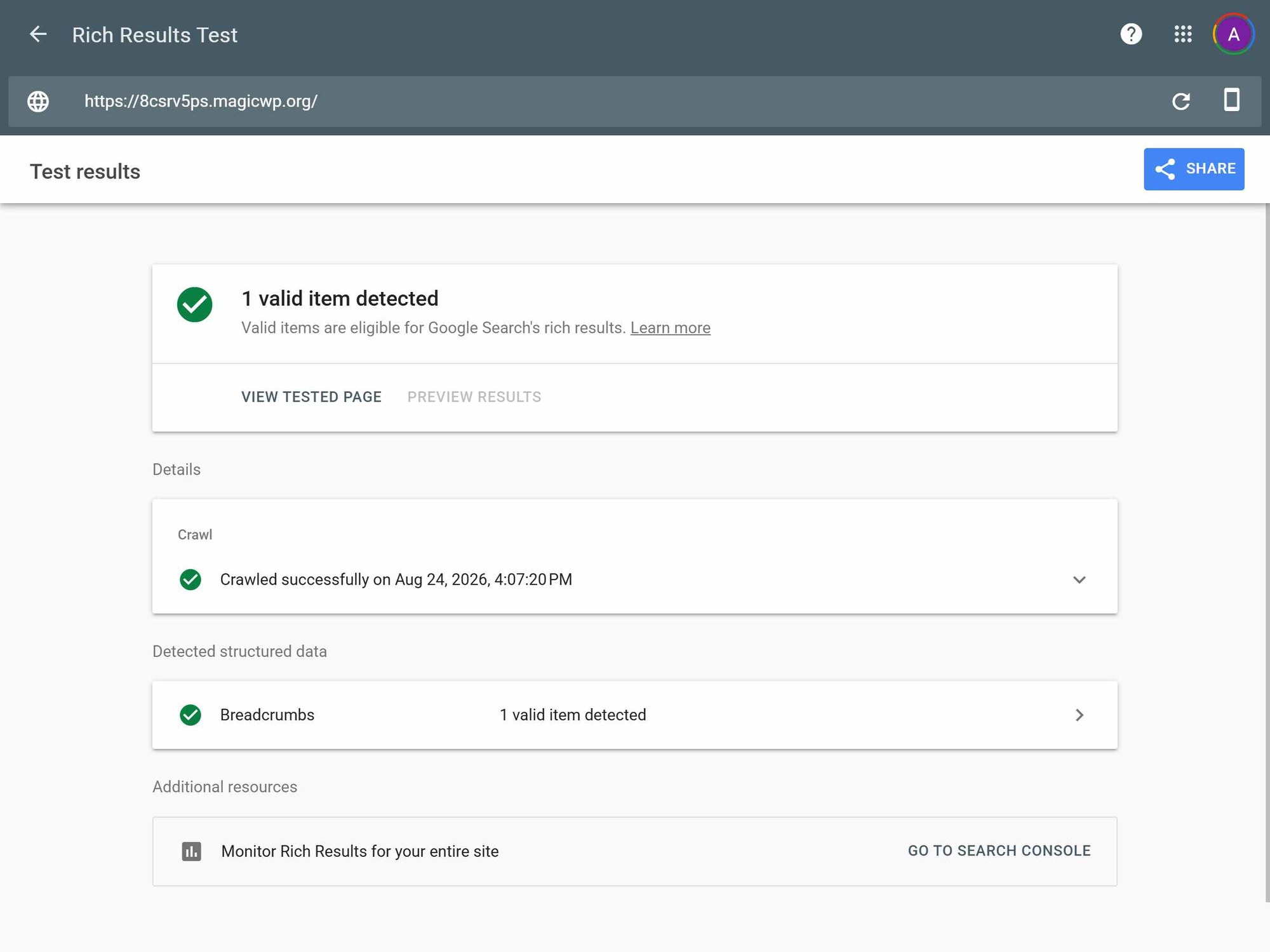 JSON-LD structured data and schema markup preview in search results